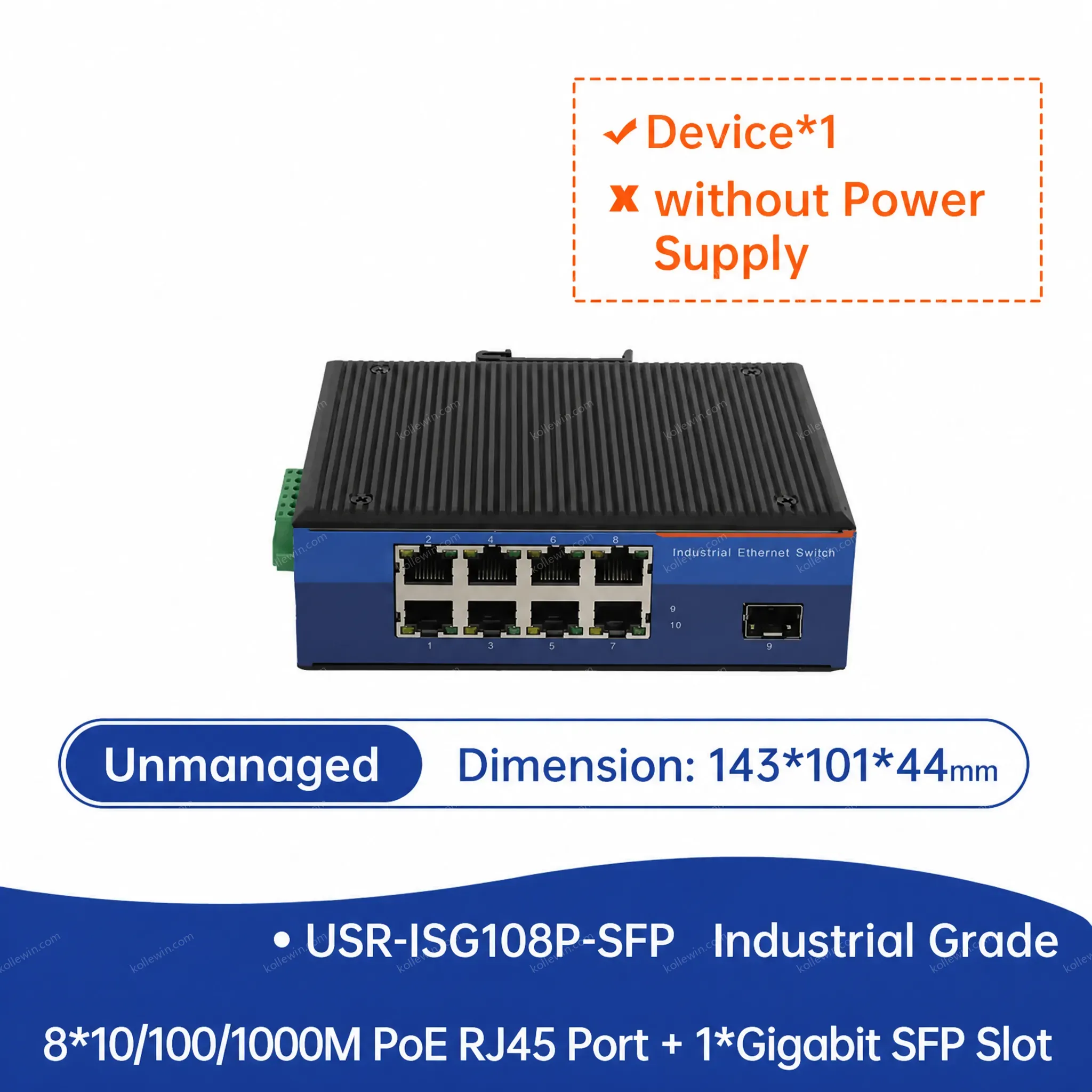PUSR 1SFP 5/8 RJ45 Ports 10/100/1000Mbps Gigabit Industrial Ethernet Switch with QoS USR-1SFP Series