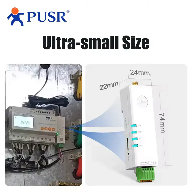 PUSR Wireless Lipstick Size 4G Modem DIN Rail Mounting Modbus Gateway SSL Encryption with RS485 Port USR-DR154-E