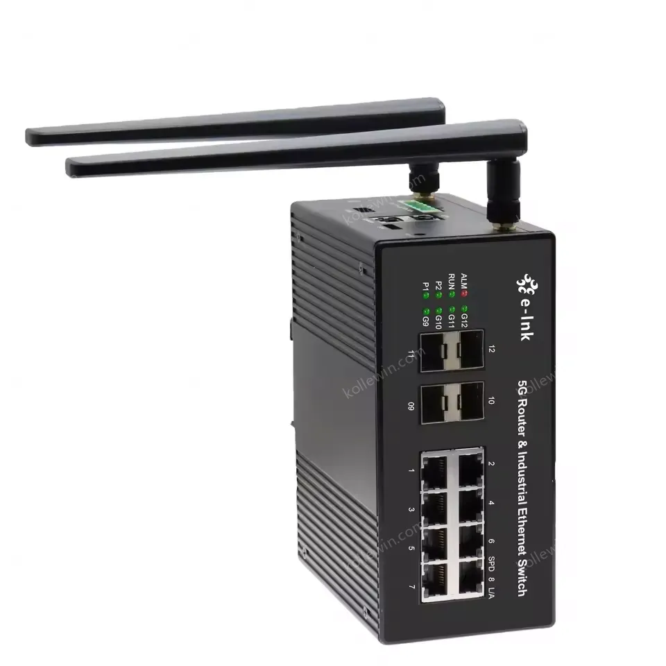 Industrial Ethernet Switch With 5G Router 8 X 10/100/1000M Gigabit RJ45 to 4 X 1.25G SFP and 1 X 5G Uplink