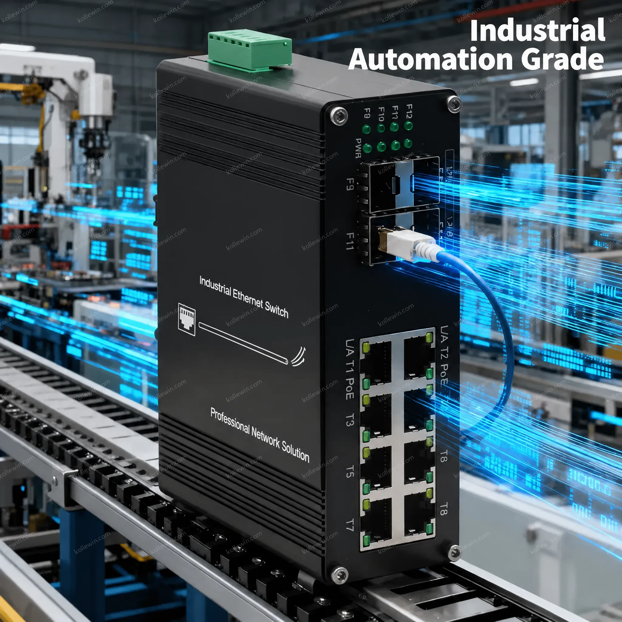 Industrial 8-Port Ethernet 4 SFP Fiber Network Switch High Speed Managed Media Converter IP Surveillance Automation E-link